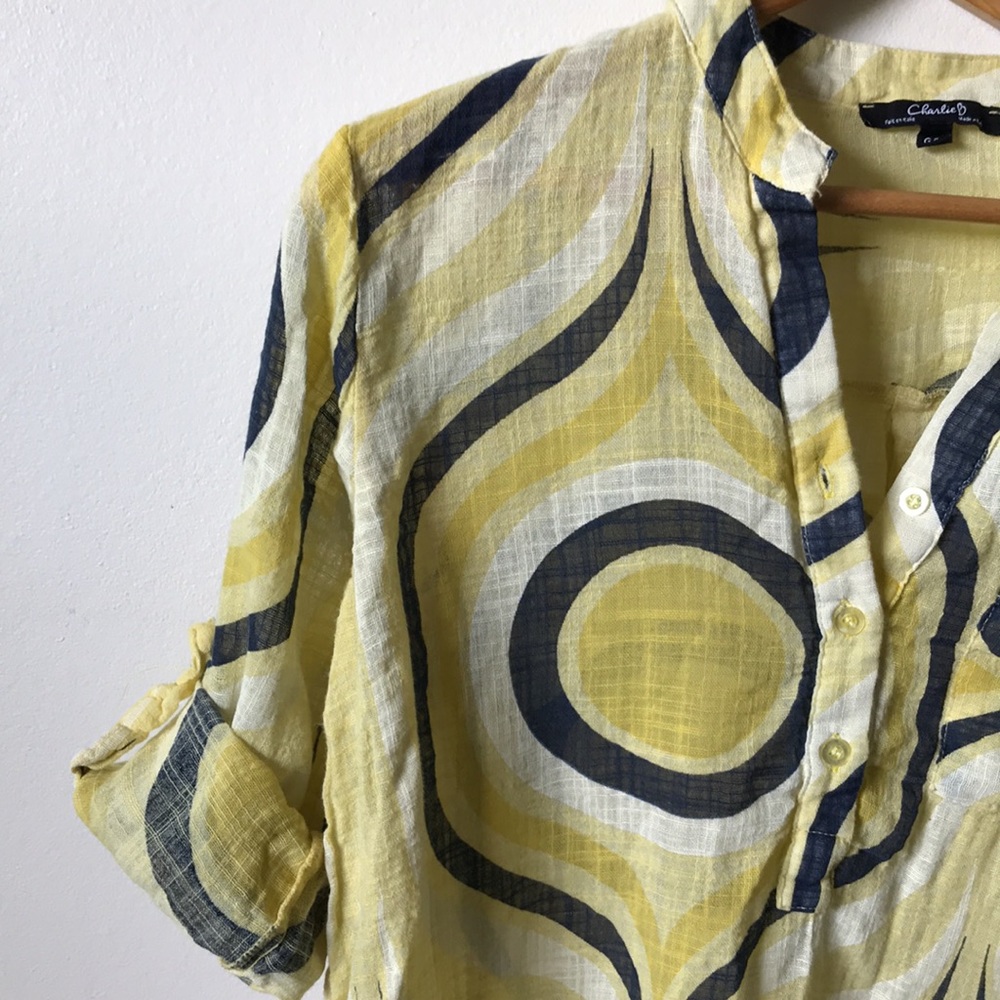 Charlie B yellow light tunic collarless size L - Picture 3 of 10